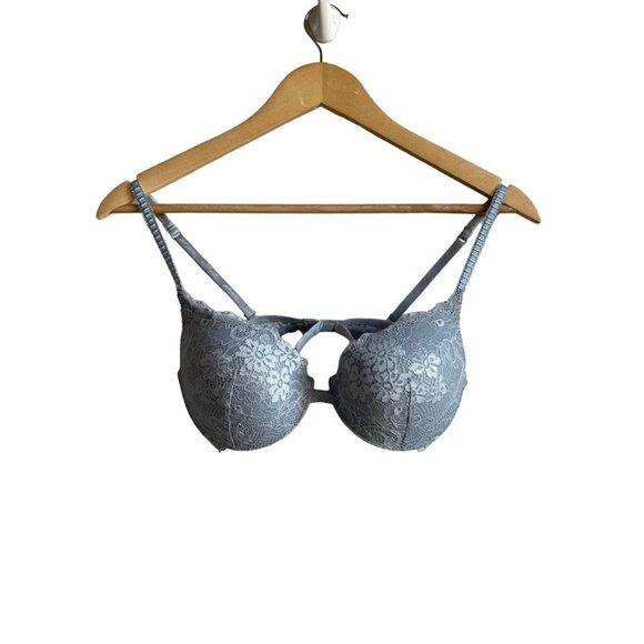 Victoria's Secret Angels Gray Lace 34C Underwire Lined Bra Adjustable Straps - Picture 1 of 5